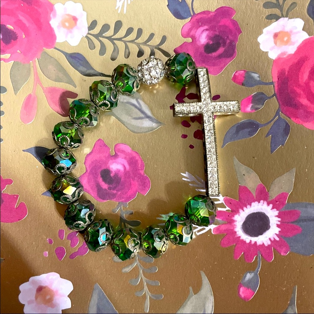 Green Bracelet With Cross